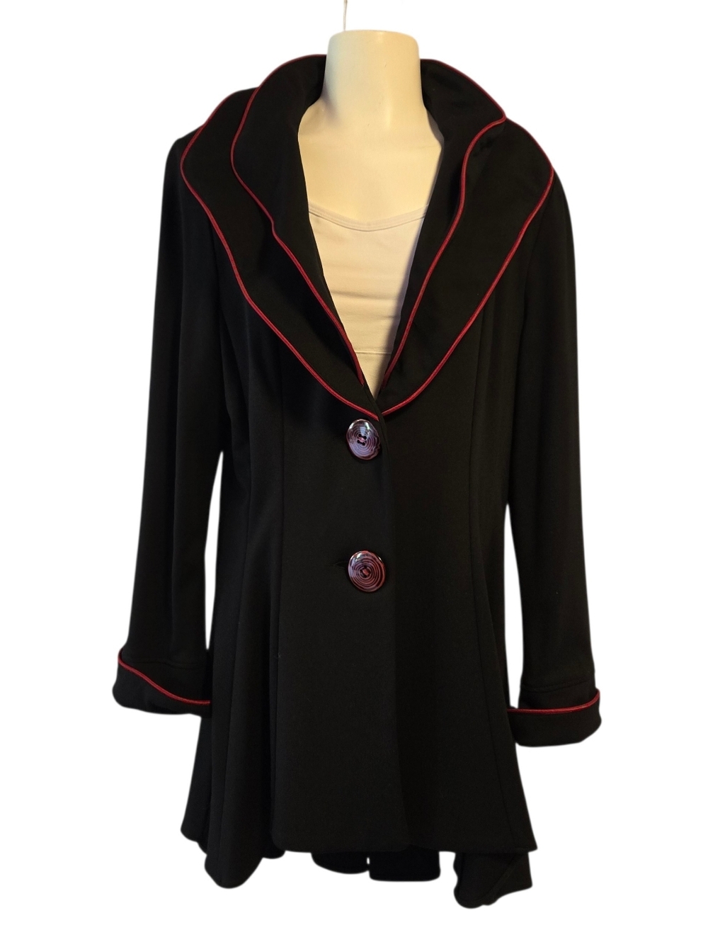 Joseph Ribkoff Black Swing‎ Jacket Red Trim Size 14